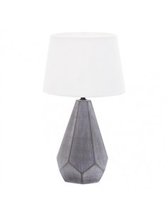 Sobremesa Ceramica Ibi 1xe27 Negra Pantalla Blanca 43x24