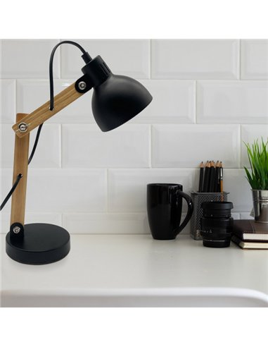 Flexo Blai 1xe14 Negro/haya 35x12x22 Cm Articulable