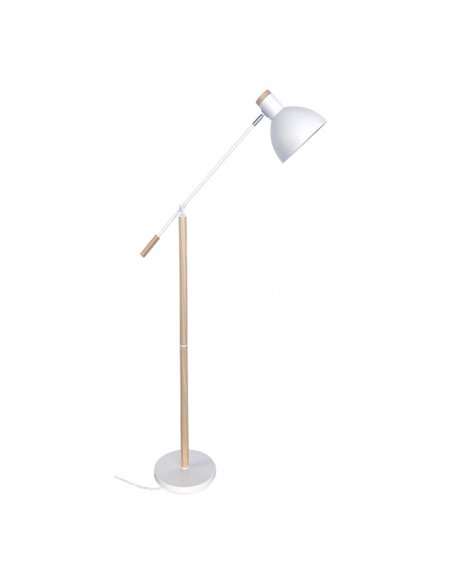 Pie Salon Biel 1xe27 Blanco/haya 151x25x70 Cm Orientable 360º Y Articulable
