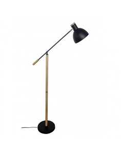 Pie Salon Biel 1xe27 Negro/haya 151x25x70 Cm Orientable 360º Y Articulable