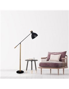 Pie Salon Biel 1xe27 Negro/haya 151x25x70 Cm Orientable 360º Y Articulable 2