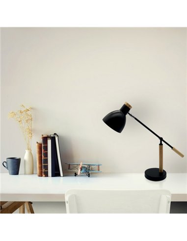 Flexo Biel 1xe27 Negro/haya 48x15x50 Cm Orientable 360º Y Articulable