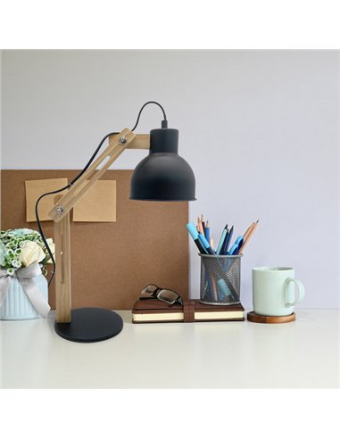 Flexo Baptista 1xe27 Negro/haya 46x14x35 Cm Articulable