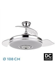 Ventilador Dc Noto 72w 6120lm Cromo 3asp.desp.108d 3 Colores+rgb Bluetooth