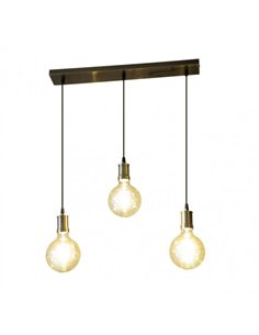 Lampara Celso 3xe27 Cuero/ambar  Bombillas  Incluidas 24w 2700k 2250lm Regx64x13 Cm 2