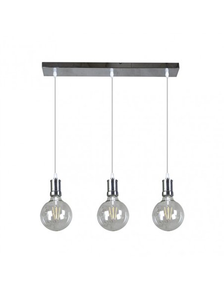 Lampara Prisco 3xe27 Cromo/transparente  Bombillas   Incluidas 24w 2700k 2550lm Regx64x12