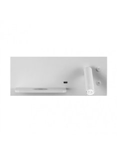 Aplique 2+8w 4000k Velazquez Dcho Blanco Usb+qi  130lm Doble Encendido 14x35x14 Cm