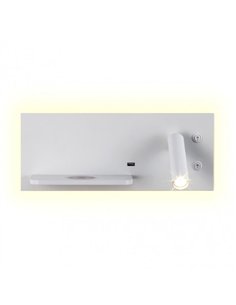 Aplique 2+8w 4000k Velazquez Dcho Blanco Usb+qi  130lm Doble Encendido 14x35x14 Cm 2