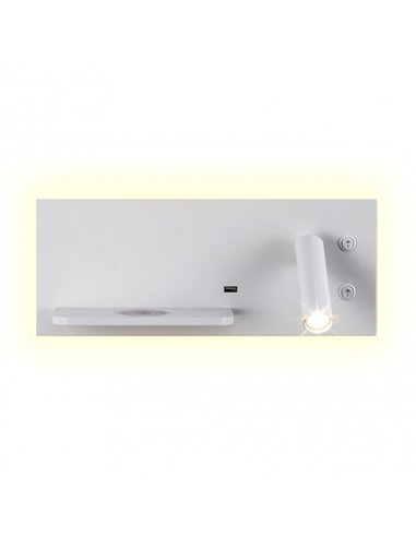 Aplique 2+8w 4000k Velazquez Dcho Blanco Usb+qi  130lm Doble Encendido 14x35x14 Cm