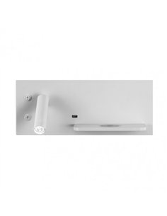 Aplique 2+8w 4000k Velazquez Izqdo Blanco Usb+qi  130lm Doble Encendido 14x35x14 Cm