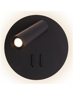 Aplique 2+6w 4000k Manet Redondo Negro 130lm  Doble Encendido 14x14x12 Cm 2