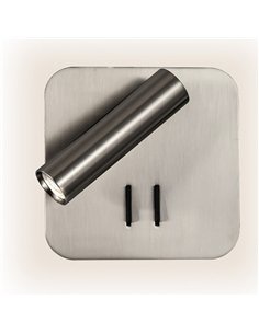 Aplique 2+6w 4000k Manet Cuadrado Niquel 130lm  Doble Encendido 14x14x12 Cm 2