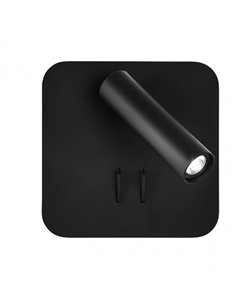 Aplique 2+6w 4000k Manet Cuadrado Negro 130lm  Doble Encendido 14x14x12 Cm