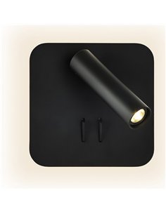 Aplique 2+6w 4000k Manet Cuadrado Negro 130lm  Doble Encendido 14x14x12 Cm 2