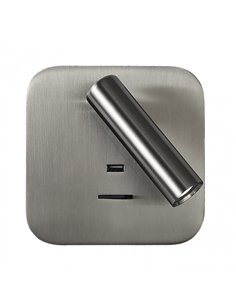 Aplique 3w 4000k Giotto Cuadrado Niquel Puerto Usb  150lm C/interruptor 14x14x12cm Orientb