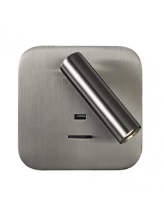 Aplique 3w 4000k Giotto Cuadrado Niquel Puerto Usb  150lm C/interruptor 14x14x12cm Orientb 2
