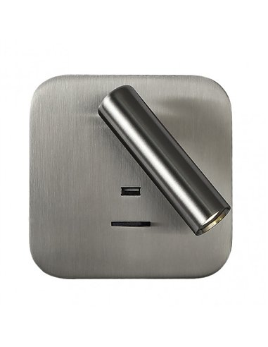 Aplique 3w 4000k Giotto Cuadrado Niquel Puerto Usb  150lm C/interruptor 14x14x12cm Orientb