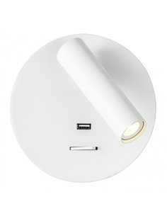 Aplique 3w 4000k Giotto Redondo Blanco Puerto Usb  150lm C/interruptor 14x14x12cm Orientb 2