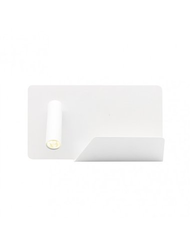 Aplique 3w 4000k Miguel Angel Izqdo Blanco C/usb  Y Estante 150lm 16x28x12 Cm Orientable