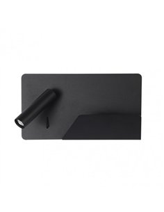 Aplique 3w 4000k Miguel Angel Izqdo Negro C/usb Y  Estante 150lm 16x28x12 Cm Orientable