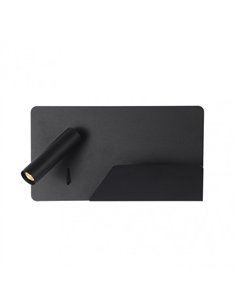 Aplique 3w 4000k Miguel Angel Izqdo Negro C/usb Y  Estante 150lm 16x28x12 Cm Orientable 2