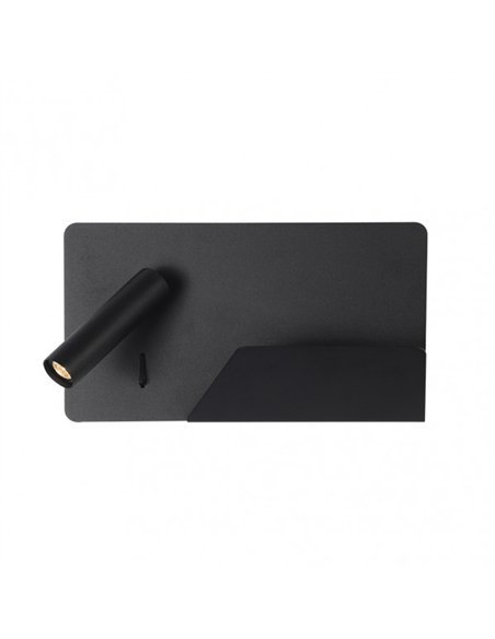 Aplique 3w 4000k Miguel Angel Izqdo Negro C/usb Y  Estante 150lm 16x28x12 Cm Orientable