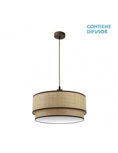 Colgante Roque 3xe27 Natural/marron Regx60x60 Cm