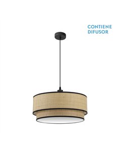 Colgante Roque 3xe27 Natural/negro Regx60x60 Cm