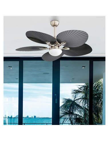 Ventilador  Dc Chaw 24w 2950lm Niquel/negro 5asp.6vel.132d  C/remoto, Memoria Y Temp.3000-4000-6000k