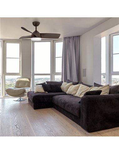 Ventilador 24w Dc Haur Marron 3 Asp.6 Veloc.107d  2 Tijas C/remoto, Memoria Y Temp.3000-4000-6000k