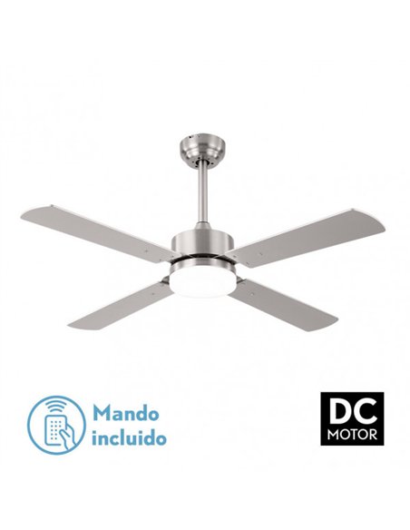 Ventilador 18w Dc Hupe Niquel 4 Asp.6 Vel.107d  Remoto