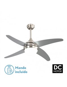 Ventilador 2xe27 Dc Klod Niquel/plata 4 Asp.6 Vel 117d C/remoto Y Temporizador