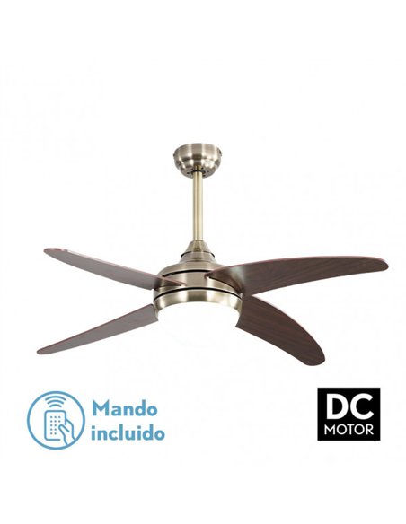 Ventilador 2xe27 Dc Klod Cuero/cerezo4 Asp.6 Vel  117d C/remoto Y Temporizador