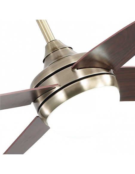Ventilador 2xe27 Dc Klod Cuero/cerezo4 Asp.6 Vel  117d C/remoto Y Temporizador