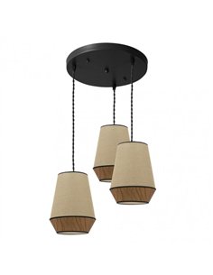 Plafon Campana 3xe27 Saco/marron Regx36x36 Cm