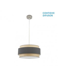 Colgante Kandy 2xe27 Natural/gris Regx50x50 Cm