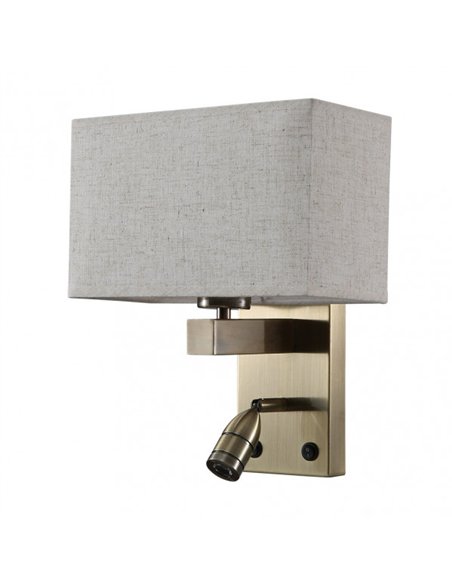 Aplique 3w 4000k +1xe27 Gabriel Cuero/pantalla Beis 285lm 31x26x15
