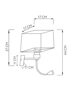 Apliq. 3w 4000k+1xe27 Y Puerto Usb Stephen Cuero/Pant.beis 285lm 38x17x20cm Doble Encendido 2