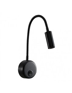 Aplique 3w 4000k 285lm Edgar Negro 40x7x19 Cm C/interruptor Articulable Y Orientable