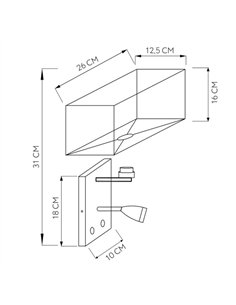 Aplique 3w 4000k + 1xe27 Gabriel Cromo/pantalla Blanca 285lm 31x26x15 2