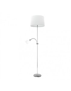 Pie De Salon Rilon 1xe27+1xe14 C/lector Plata  Pantalla Blanca 175