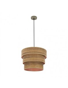 Colgante Triple Smile 1xe27 Cuero/madera Oscura Regx40x40 Cm