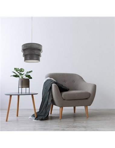 Colgante Triple Smile 3xe27 Cromo/madera Negra Regx50x50 Cm