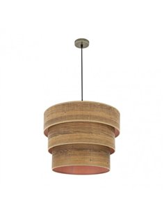 Colgante Triple Smile 3xe27 Cuero/madera Oscura Regx50x50 Cm