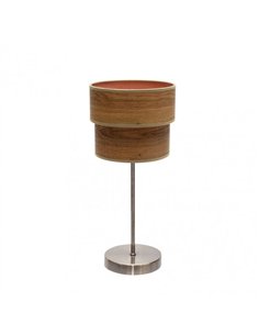 Sobremesa Doble Smile 1xe14 Cuero/madera Oscura 44x18x18 Cm