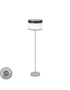Pie Salon Cloe 1xe27 Cromo/blanca-madera Negra162x40x40  cm