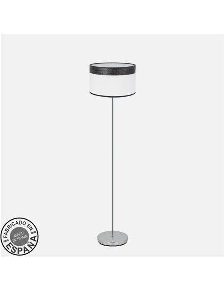Pie Salon Cloe 1xe27 Cromo/blanca-madera Negra162x40x40  cm