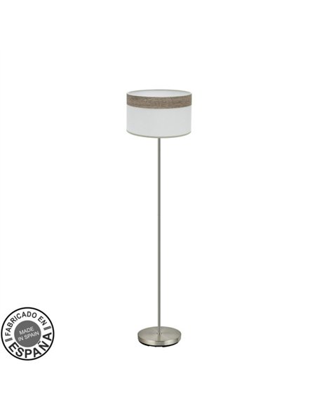 Pie Salon Cloe 1xe27 Niquel/blanca-madera Gris 162x40x40 cm
