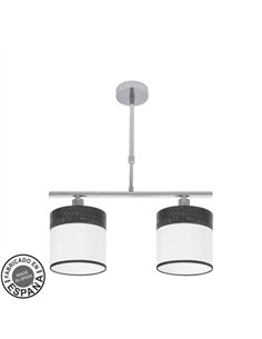 Lampara Cloe 2xe14 Cromo/blanca-madera Negra Regx43x14 cm