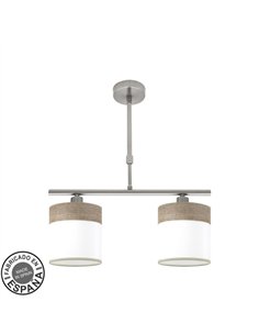 Lampara Cloe 2xe14 Niquel/blanca-madera Gris Regx43x14 cm